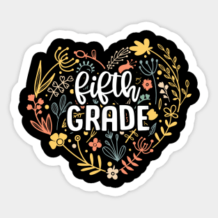 Fifth Grade Floral Heart Back To School Sticker